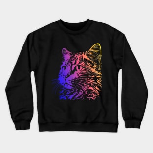 Cute face cat with colorful design for cats lovers Crewneck Sweatshirt